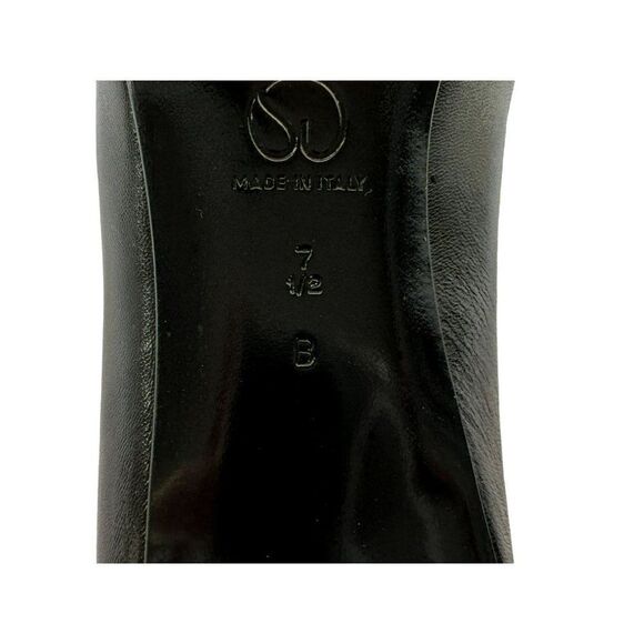 St. John Vtg Black Leather Square Patent Toe Block Heel Pumps 7.5M Made in Italy - Picture 7 of 10